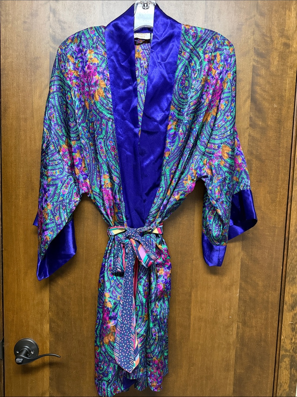 Vintage Victoria's Secret Purple Paisley Satin Kimono Robe